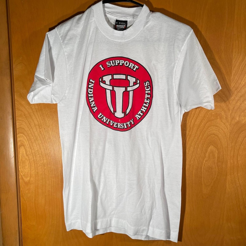 Vintage I Support Indiana University Athletics‎ IU Hoosiers Shirt Medium USA